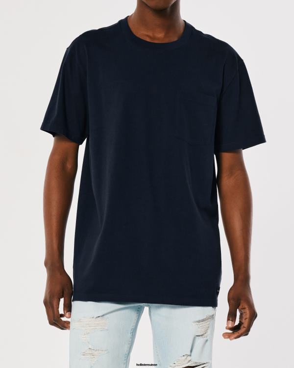 t-shirt ample à poche Hommes marine Hollister hauts RRRJX899