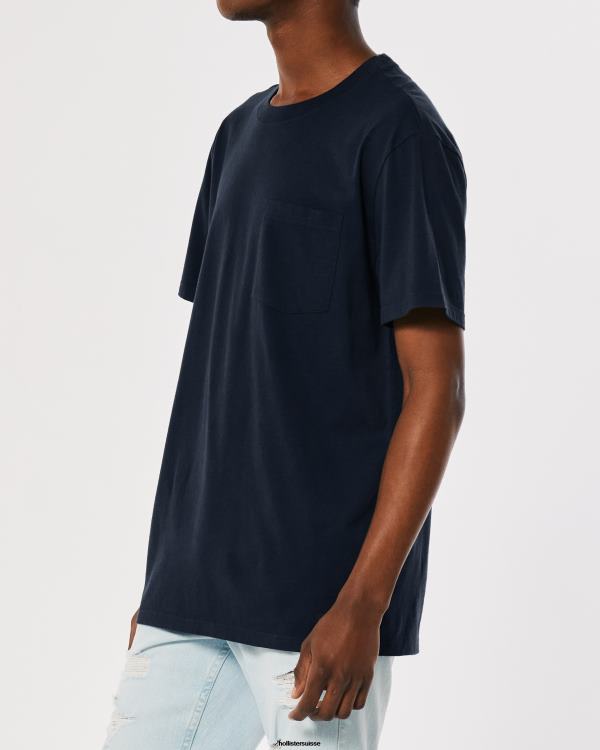 t-shirt ample à poche Hommes marine Hollister hauts RRRJX899