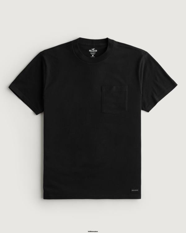 t-shirt ample à poche Hommes noir Hollister hauts RRRJX914