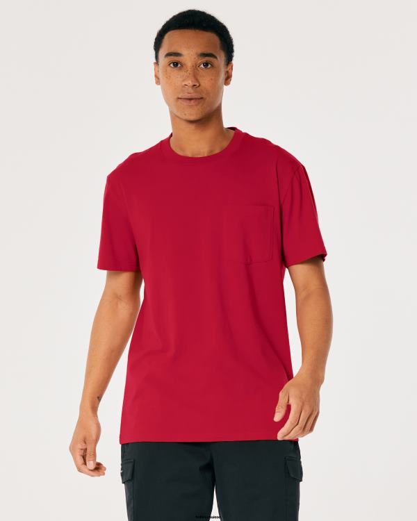 t-shirt ample à poche Hommes rouge Hollister hauts RRRJX1048