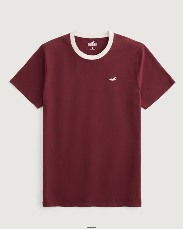 t-shirt en piqué crew icon Hommes Bourgogne Hollister hauts RRRJX1009