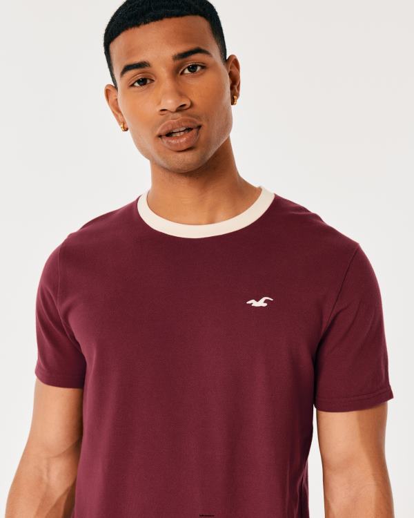 t-shirt en piqué crew icon Hommes Bourgogne Hollister hauts RRRJX1009