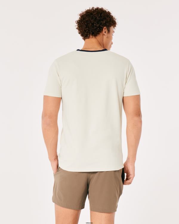 t-shirt en piqué iconique color block Hommes crème Hollister hauts RRRJX964