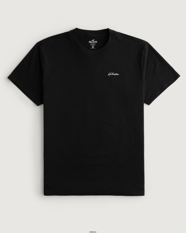 t-shirt à logo en coton Hommes noir Hollister hauts RRRJX882