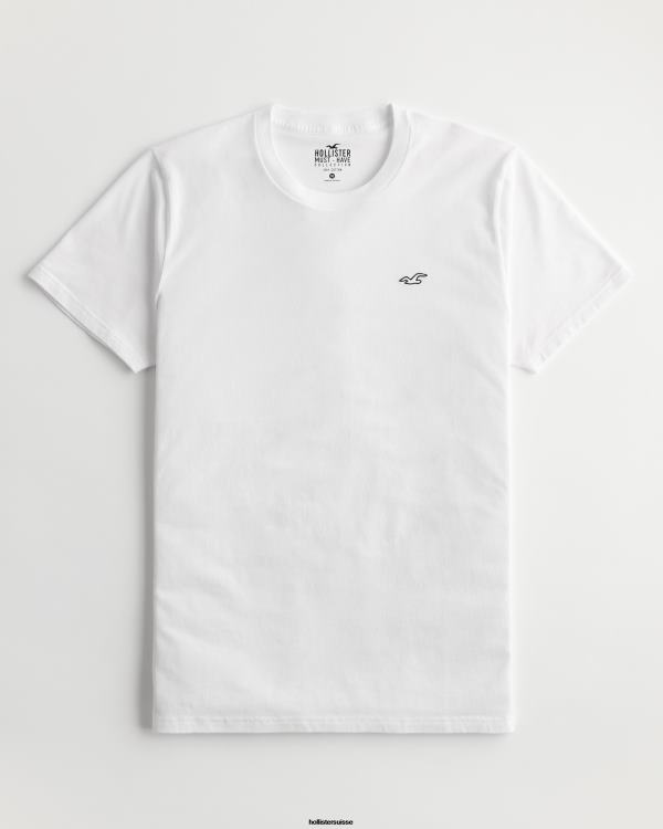 t-shirt à logo iconique Hommes blanc Hollister hauts RRRJX797