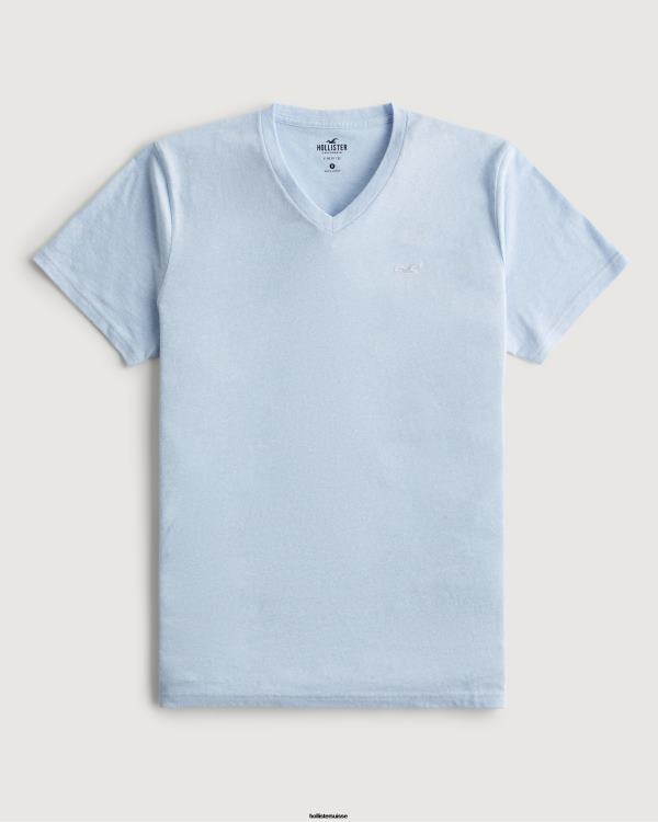 t-shirt à logo iconique Hommes bleu chiné clair Hollister hauts RRRJX894