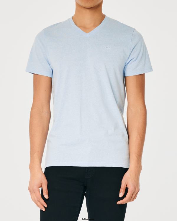 t-shirt à logo iconique Hommes bleu chiné clair Hollister hauts RRRJX894