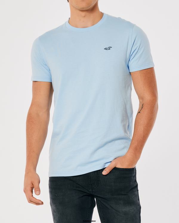 t-shirt à logo iconique Hommes bleu clair Hollister hauts RRRJX799