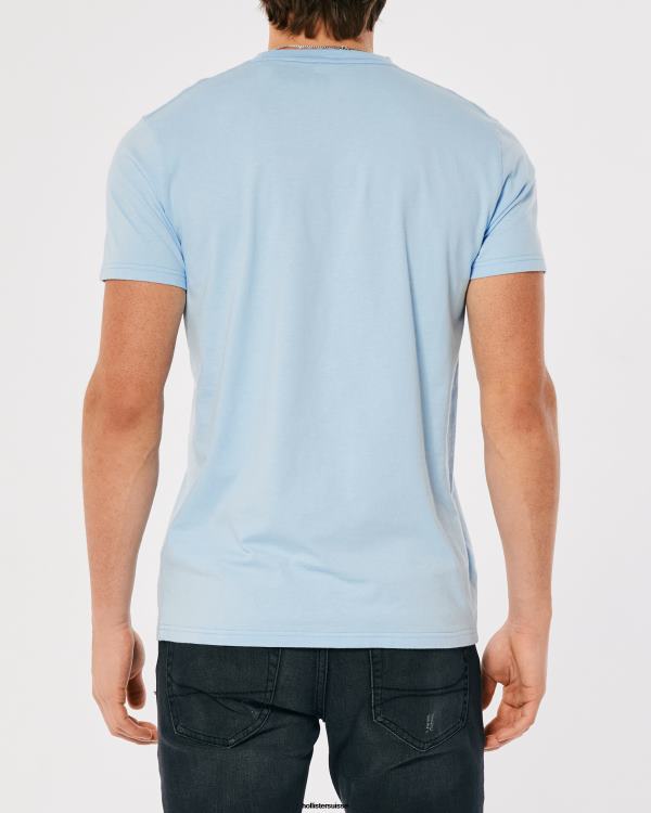t-shirt à logo iconique Hommes bleu clair Hollister hauts RRRJX799