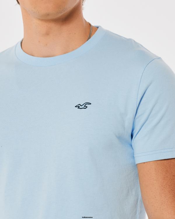 t-shirt à logo iconique Hommes bleu clair Hollister hauts RRRJX799