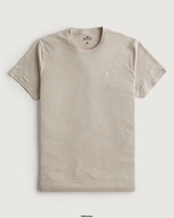 t-shirt à logo iconique Hommes bronzage chiné Hollister hauts RRRJX805