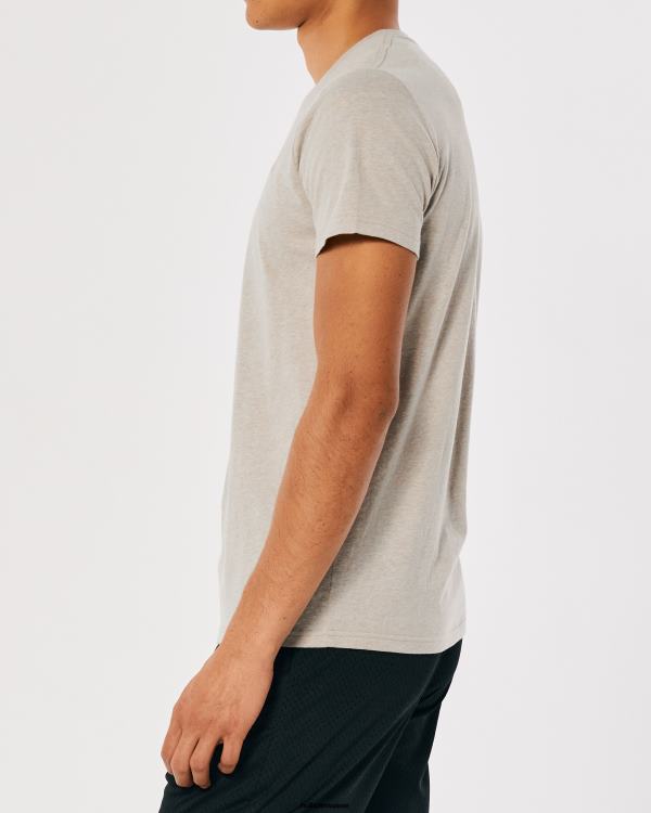 t-shirt à logo iconique Hommes bronzage chiné Hollister hauts RRRJX805