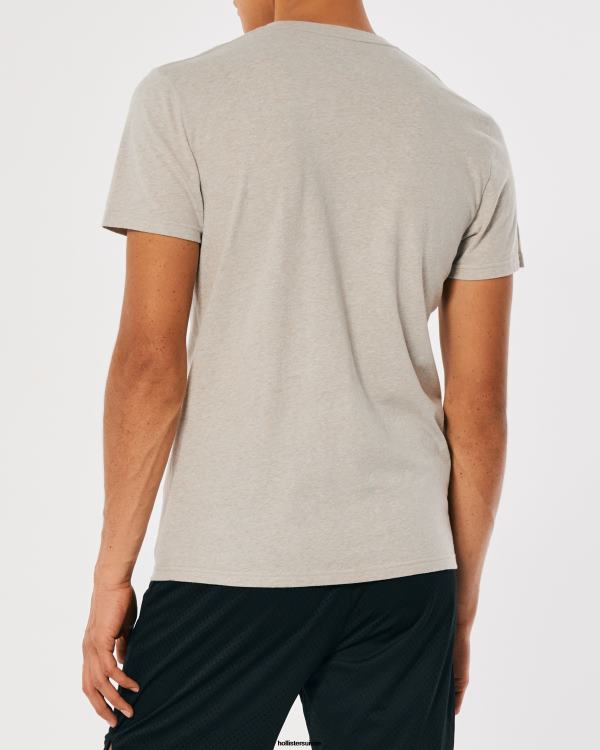 t-shirt à logo iconique Hommes bronzage chiné Hollister hauts RRRJX805