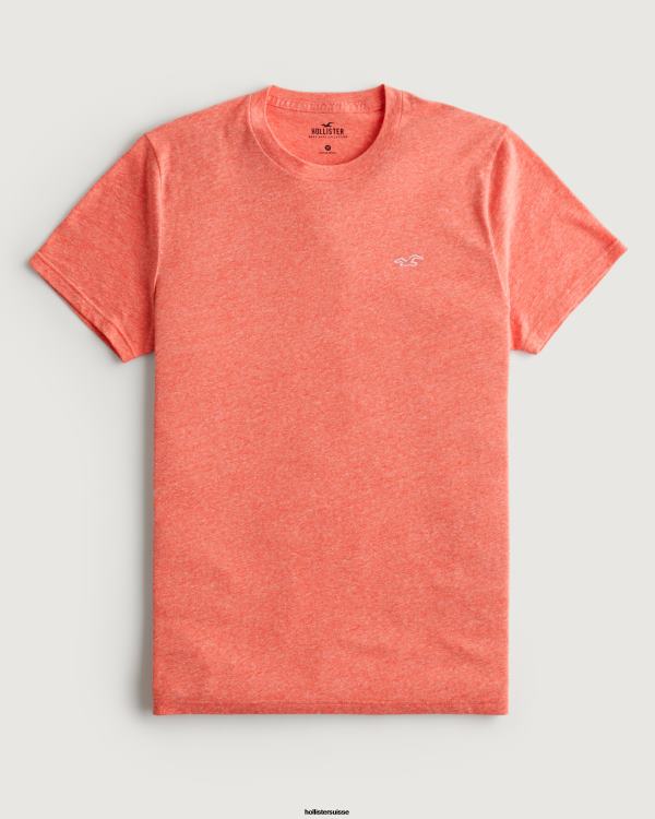 t-shirt à logo iconique Hommes corail chiné foncé Hollister hauts RRRJX815