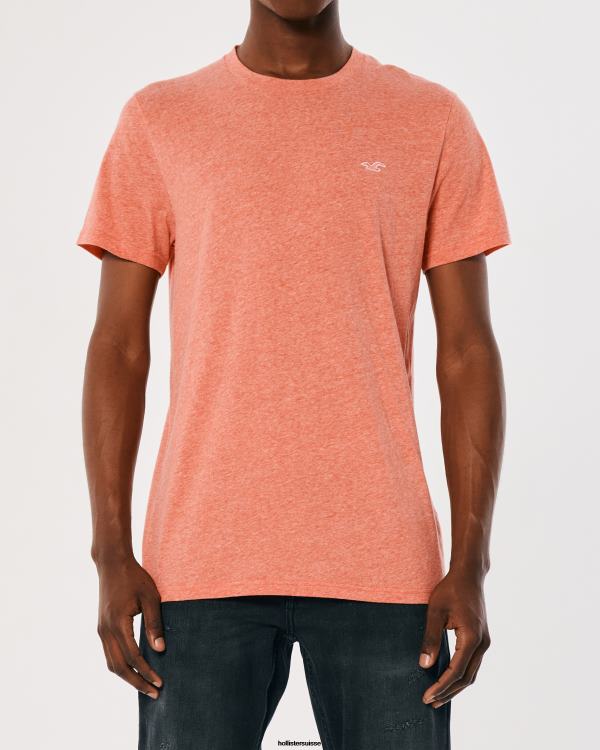 t-shirt à logo iconique Hommes corail chiné foncé Hollister hauts RRRJX815