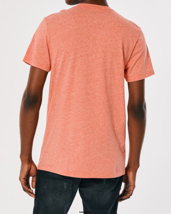t-shirt à logo iconique Hommes corail chiné foncé Hollister hauts RRRJX815