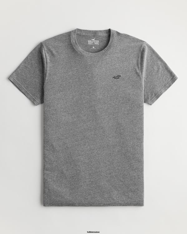 t-shirt à logo iconique Hommes gris chiné Hollister hauts RRRJX798