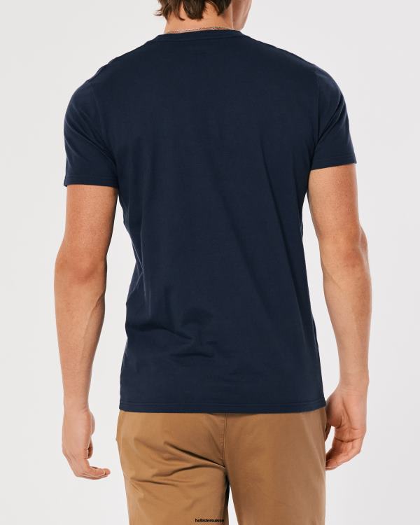 t-shirt à logo iconique Hommes marine Hollister hauts RRRJX794
