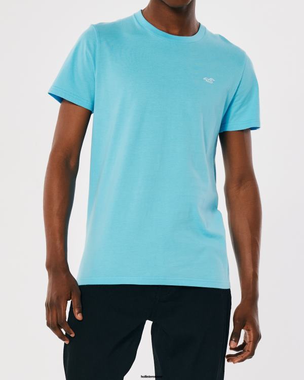 t-shirt à logo iconique Hommes turquoise Hollister hauts RRRJX825