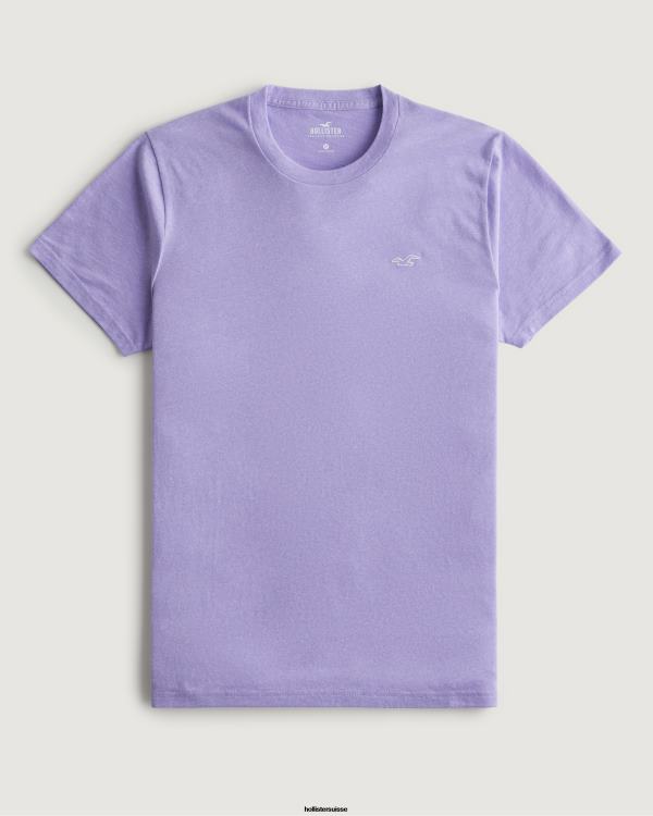 t-shirt à logo iconique Hommes violet chiné Hollister hauts RRRJX936