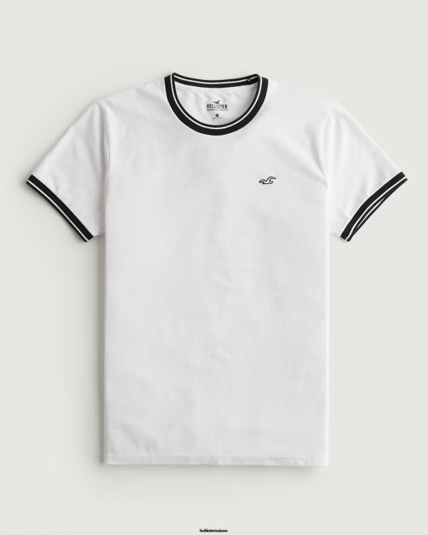 t-shirt à logo iconique en piqué Hommes blanc Hollister hauts RRRJX886