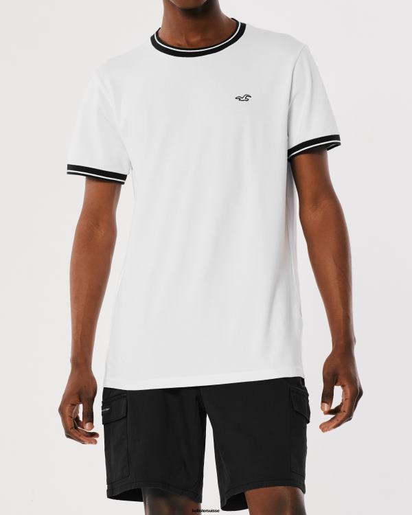 t-shirt à logo iconique en piqué Hommes blanc Hollister hauts RRRJX886
