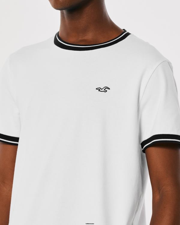 t-shirt à logo iconique en piqué Hommes blanc Hollister hauts RRRJX886