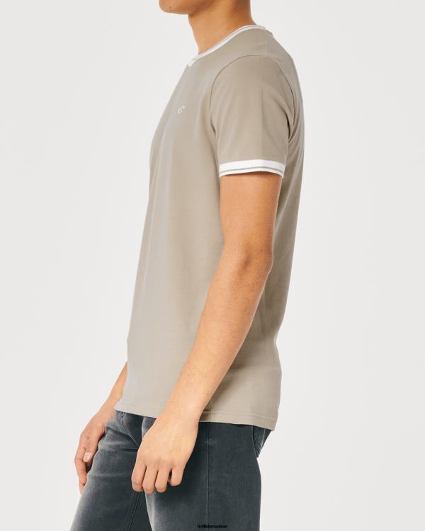 t-shirt à logo iconique en piqué Hommes brun clair Hollister hauts RRRJX1073