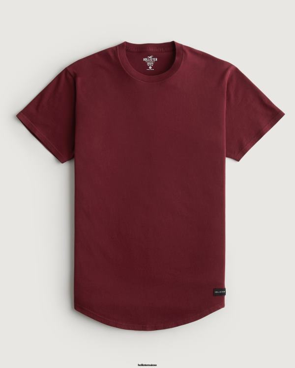 t-shirt long en coton Hommes Bourgogne Hollister hauts RRRJX949