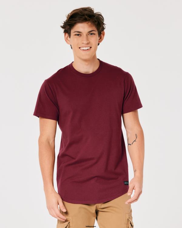 t-shirt long en coton Hommes Bourgogne Hollister hauts RRRJX949