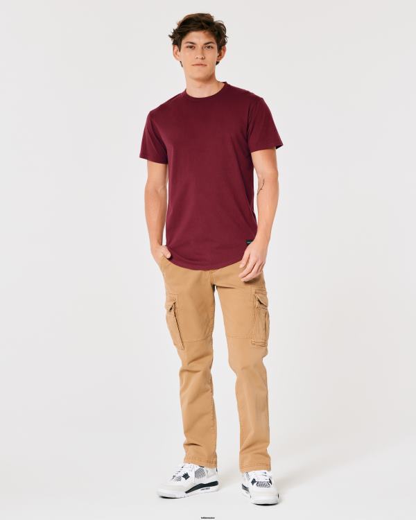 t-shirt long en coton Hommes Bourgogne Hollister hauts RRRJX949