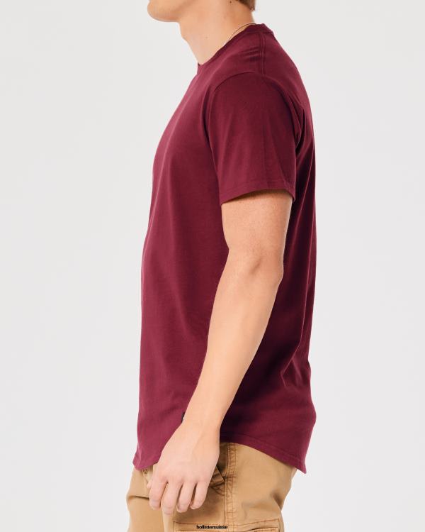 t-shirt long en coton Hommes Bourgogne Hollister hauts RRRJX949