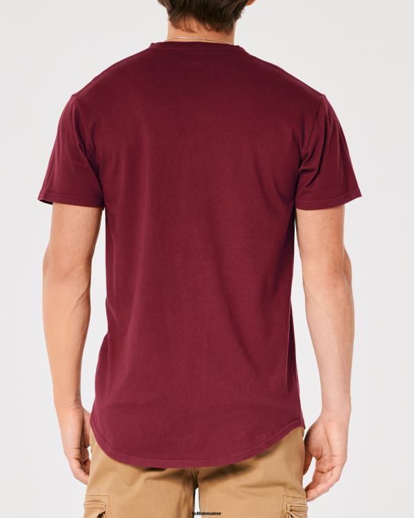t-shirt long en coton Hommes Bourgogne Hollister hauts RRRJX949