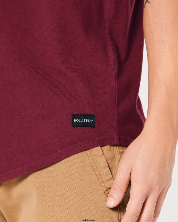 t-shirt long en coton Hommes Bourgogne Hollister hauts RRRJX949