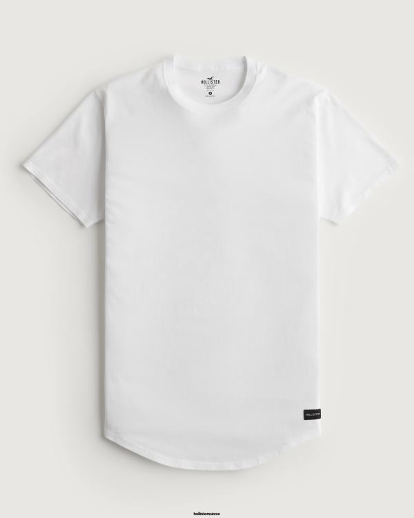 t-shirt long en coton Hommes blanc Hollister hauts RRRJX820