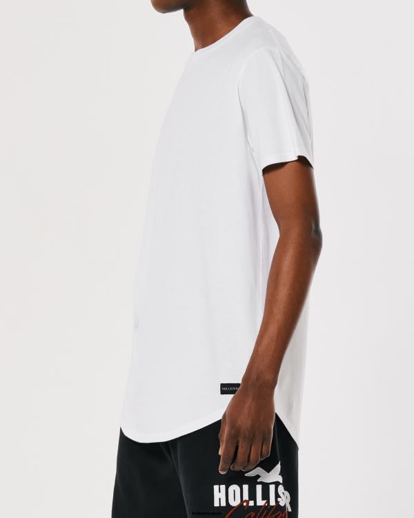 t-shirt long en coton Hommes blanc Hollister hauts RRRJX820