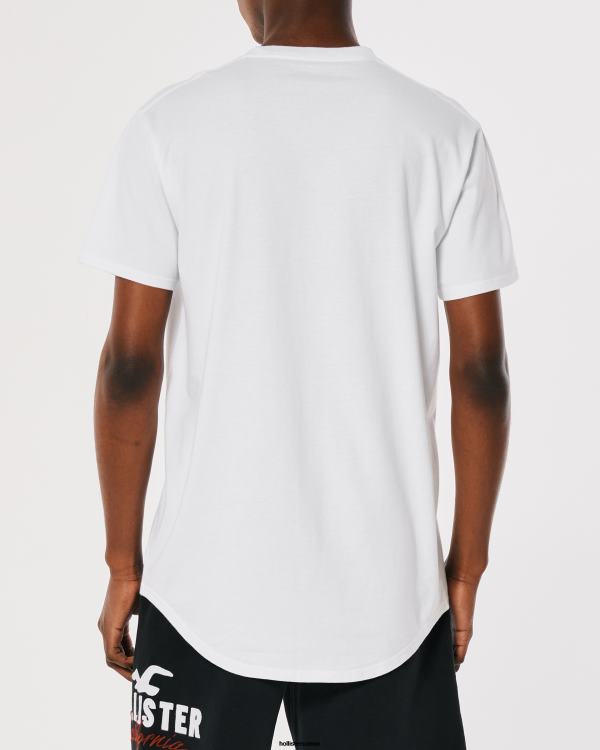 t-shirt long en coton Hommes blanc Hollister hauts RRRJX820