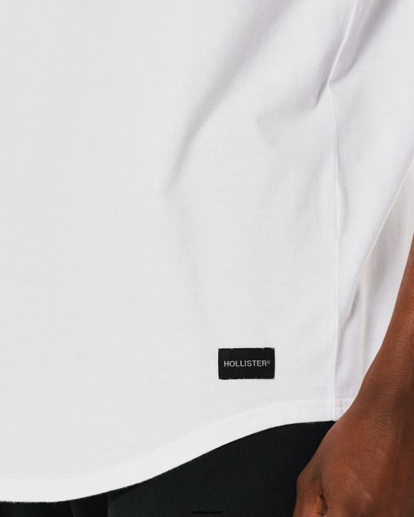 t-shirt long en coton Hommes blanc Hollister hauts RRRJX820