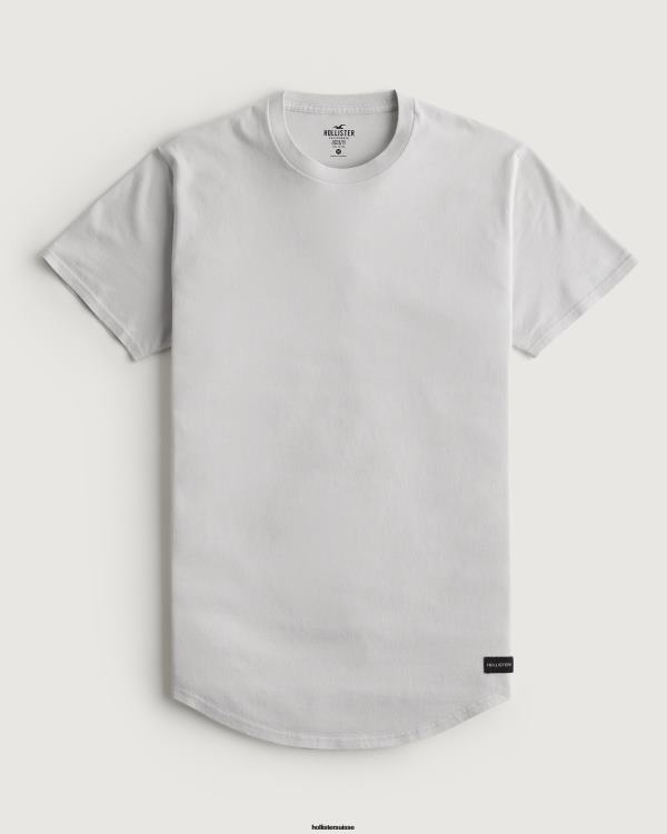 t-shirt long en coton Hommes gris clair Hollister hauts RRRJX1035