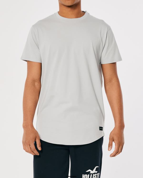 t-shirt long en coton Hommes gris clair Hollister hauts RRRJX1035