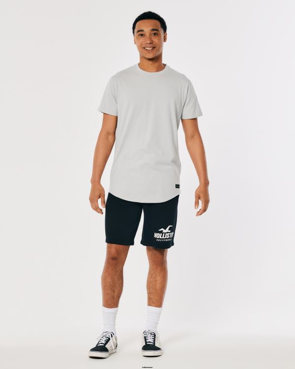 t-shirt long en coton Hommes gris clair Hollister hauts RRRJX1035