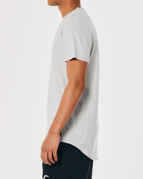t-shirt long en coton Hommes gris clair Hollister hauts RRRJX1035