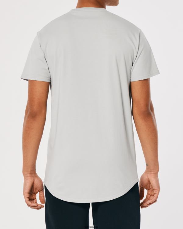 t-shirt long en coton Hommes gris clair Hollister hauts RRRJX1035