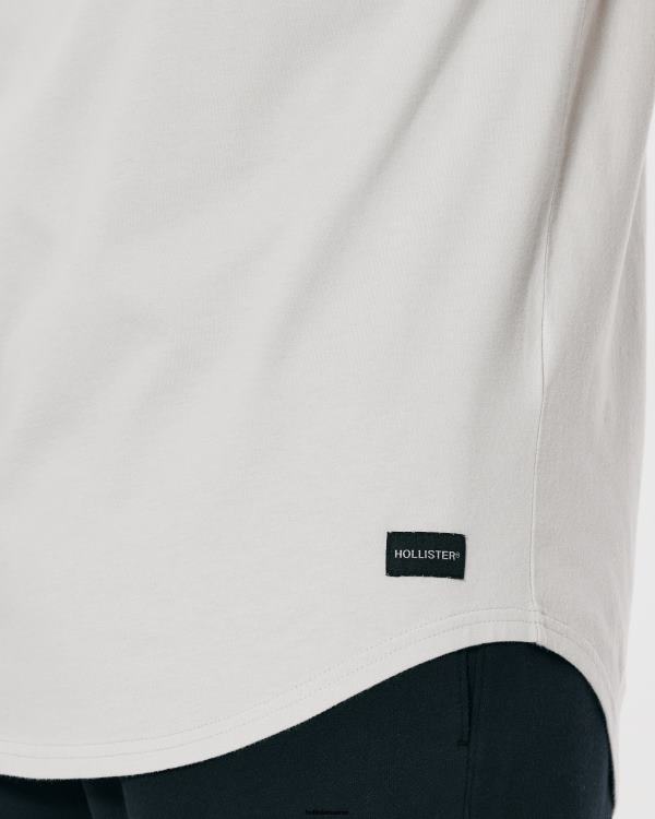 t-shirt long en coton Hommes gris clair Hollister hauts RRRJX1035