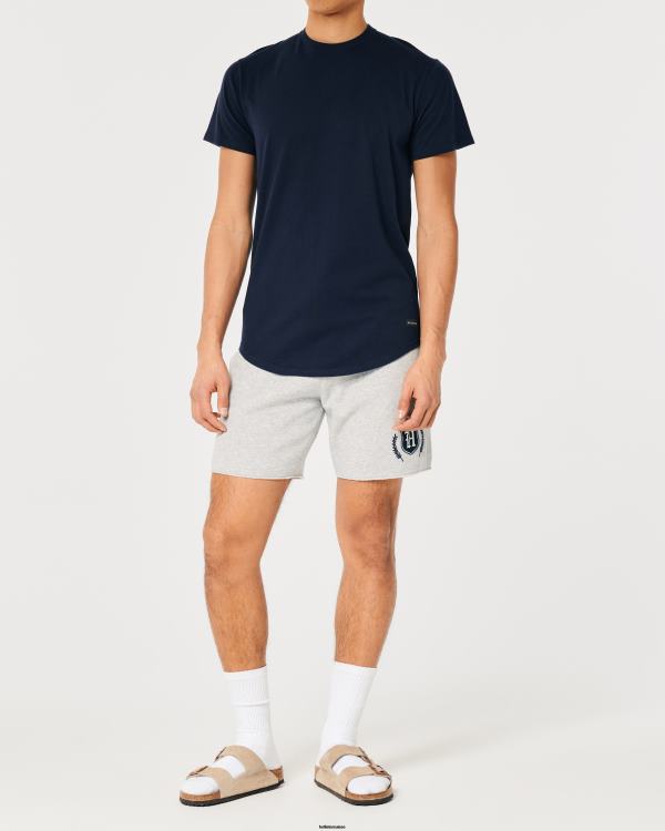 t-shirt long en coton Hommes marine Hollister hauts RRRJX857