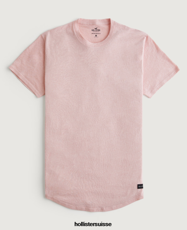 t-shirt long à ourlet arrondi Hommes corail de bruyère Hollister hauts RRRJX929