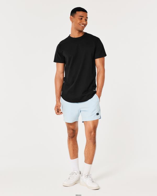 t-shirt long à ourlet arrondi Hommes noir Hollister hauts RRRJX831