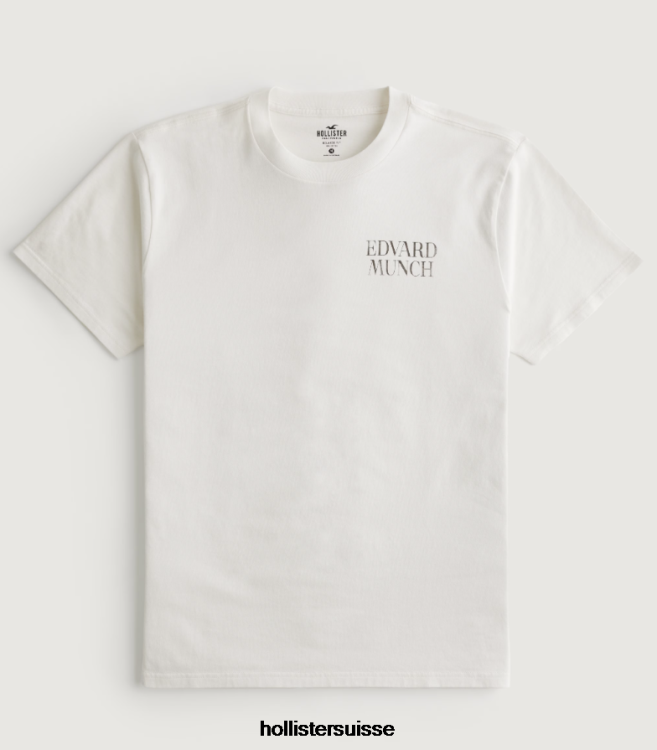 edvard munch le t-shirt graphique de cri décontracté Hommes blanc Hollister hauts RRRJX1011