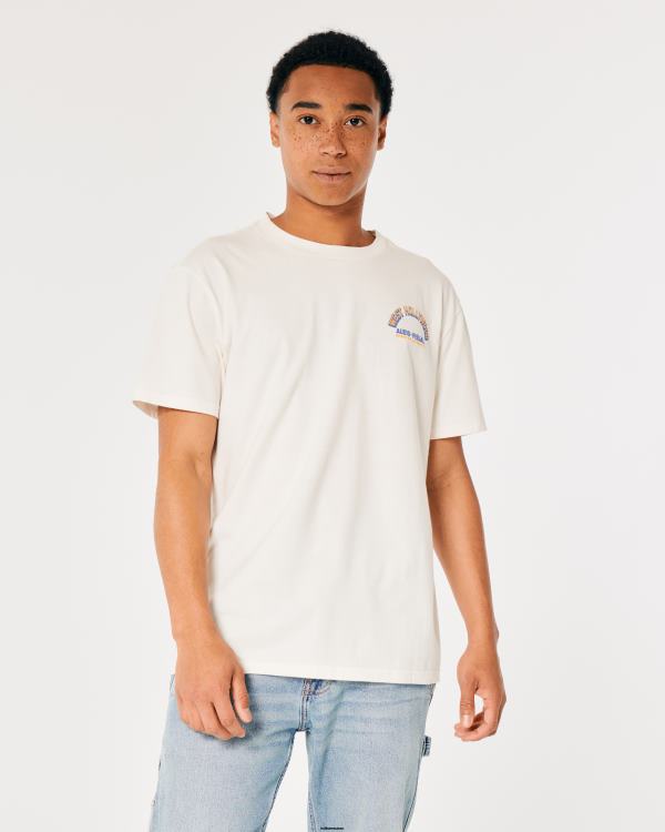 t-shirt graphique audiovisuel de west hollywood Hommes blanc Hollister hauts RRRJX1005