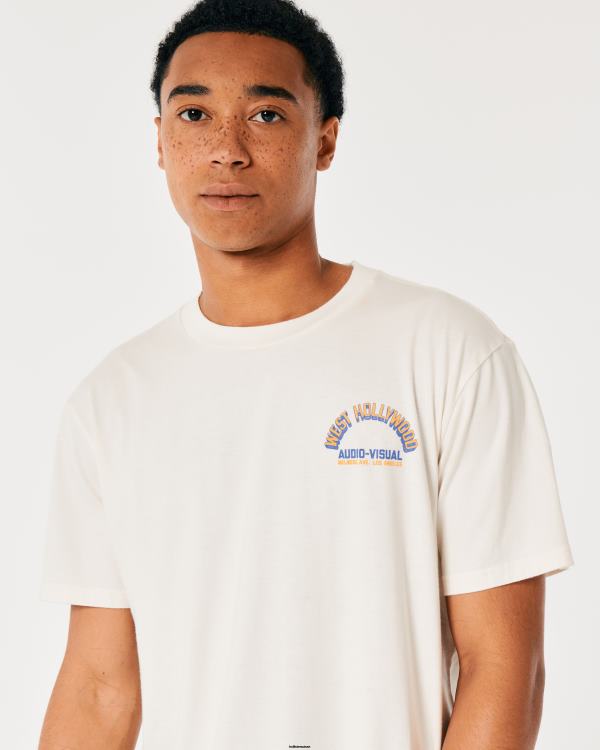 t-shirt graphique audiovisuel de west hollywood Hommes blanc Hollister hauts RRRJX1005